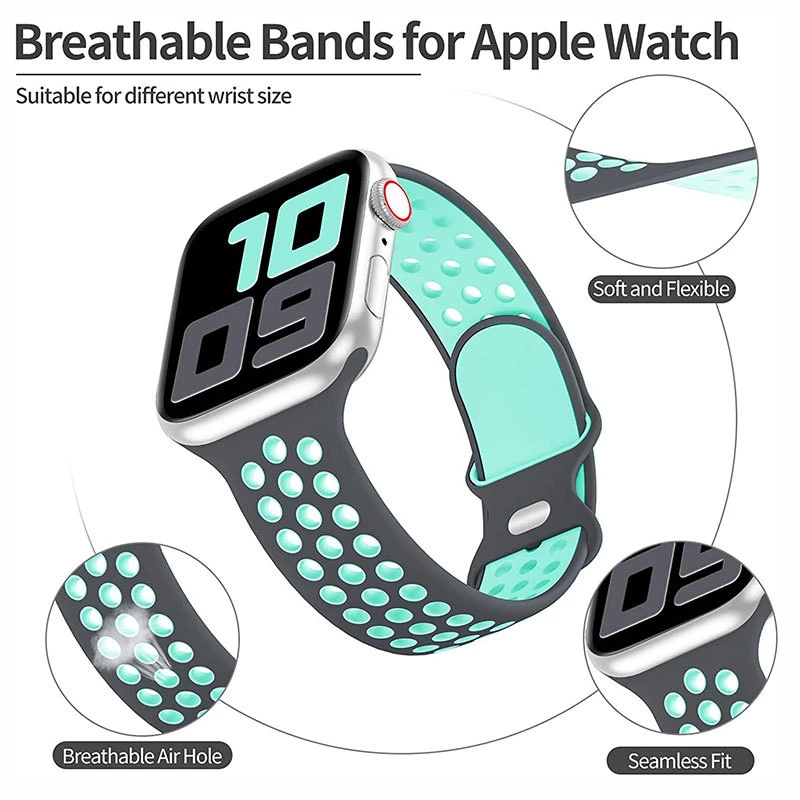 Sport Strap for Apple Watch Ultra 49mm Series 10 9 8 7 41mm 45mm 44mm 40mm 46MM 42MM Breathable wrist Bracelet iWatch 6 5SE Band