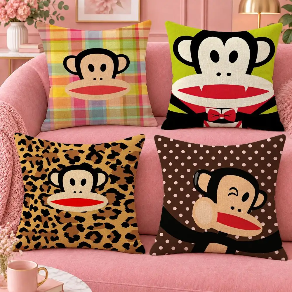 Brand Cute Monkey Paul Frank Cushion Cover Cute Cartoon Throw Pillow Cover Soft Plush Cushion Cover Sofa Bedroom Home Decor