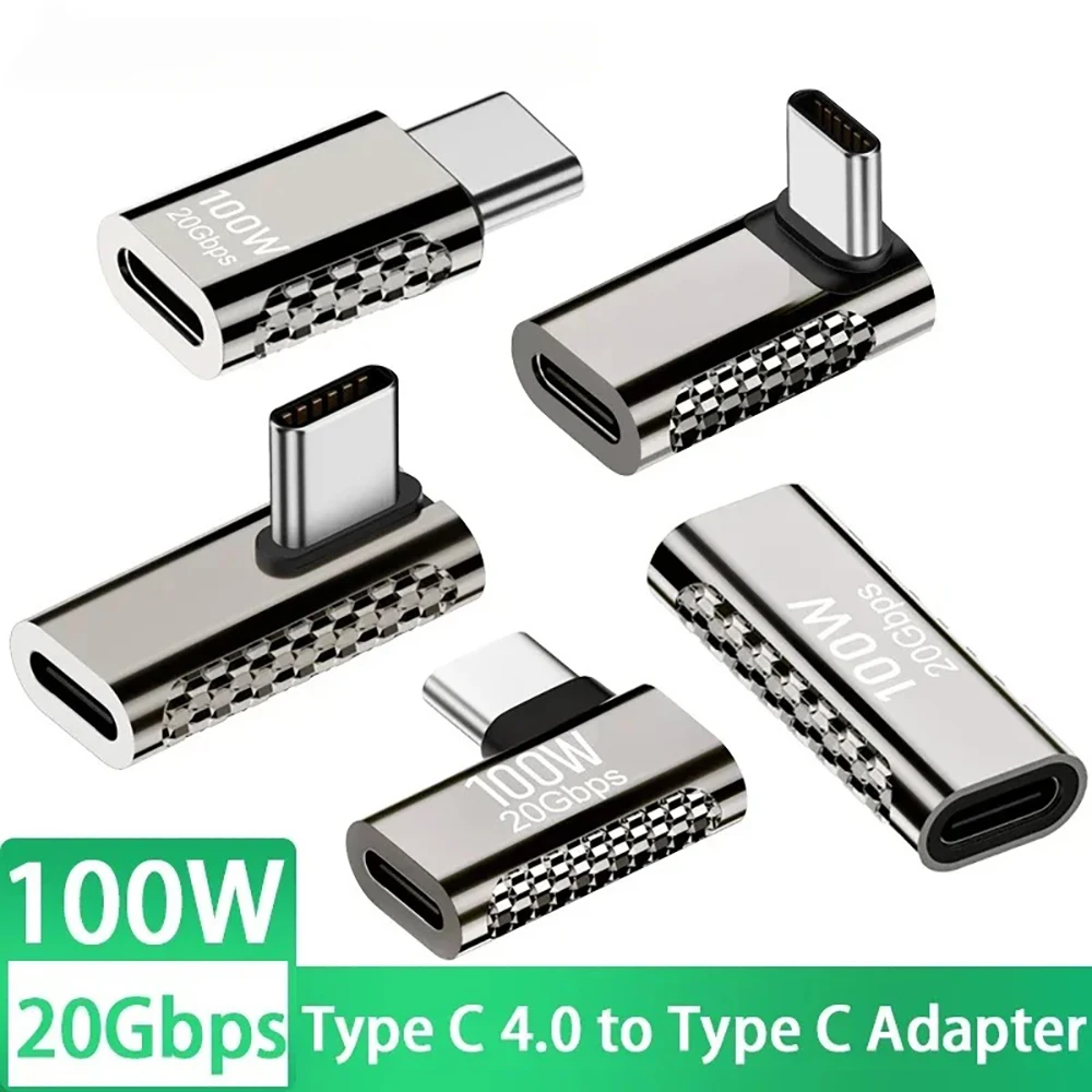100 W 20 Gbit/s Typ-C-Ladeadapter Datenübertragungskonverter 90 Grad rechtwinkliger Adapter für Laptop-Telefon-Tablets