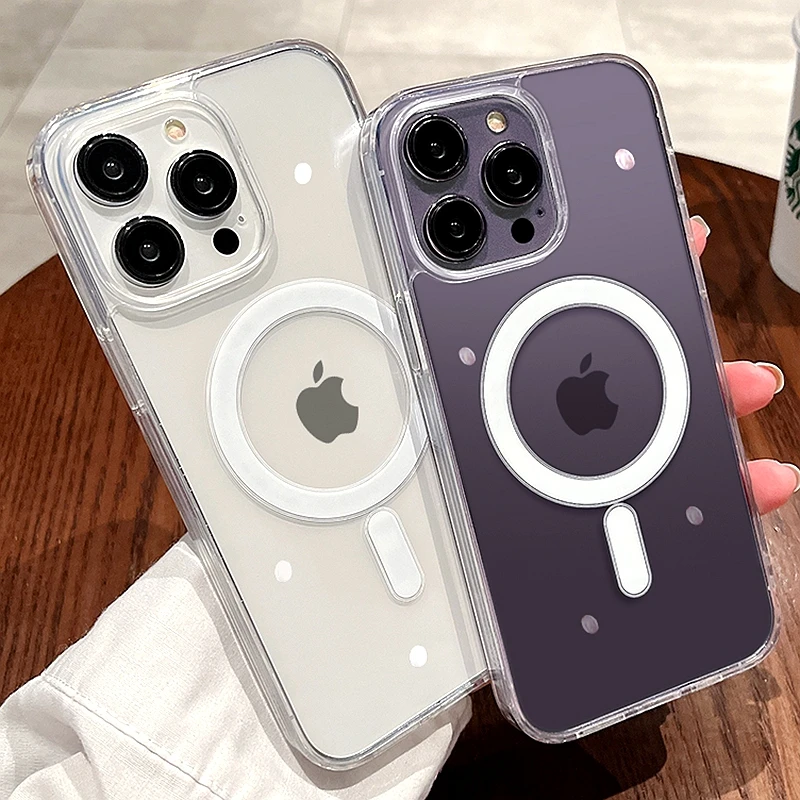 

Wireless Charging Magsafe Case For iPhone 16e 16 15 14 13 12 11 Pro Max X XR XS 7 8 Plus SE 2020 22 Mini Magnetic Clear Cover