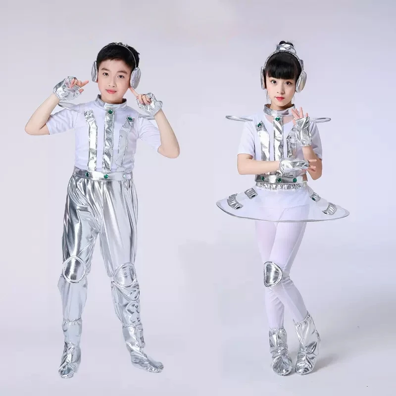 Boys Girls Cosplay Alien Robot Spacemen Astronaut Costume Halloween Carnival Dress Up Outfit Party Kids Role Playing Child Suit