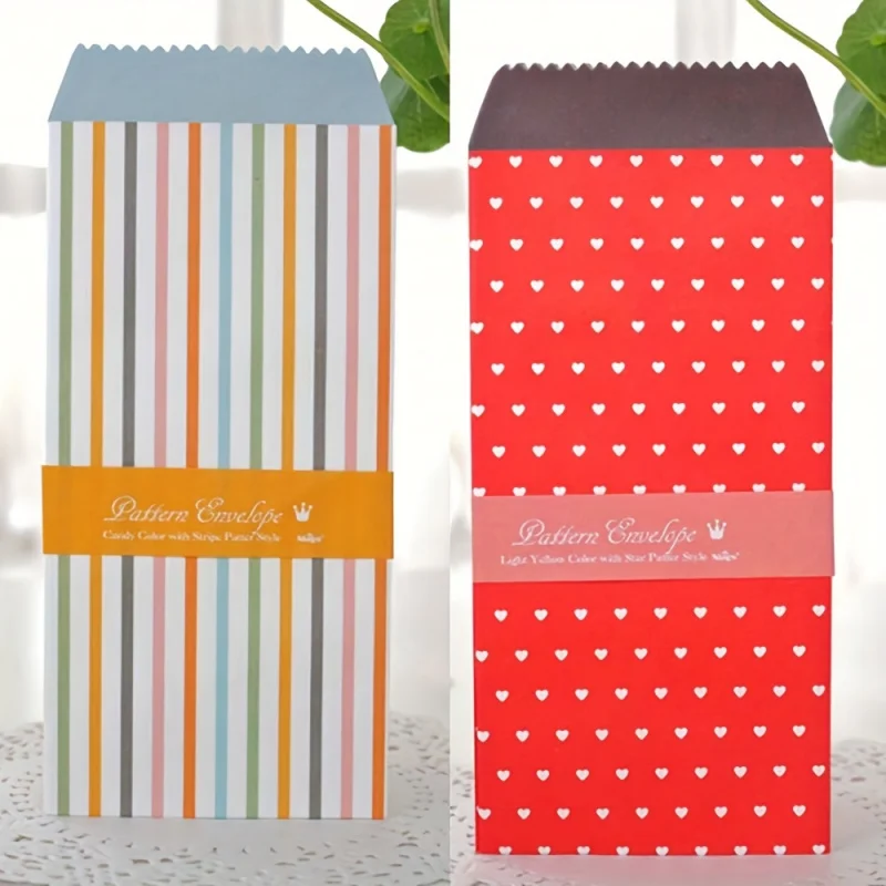 25 pcs (random) Colorful Envelopes for Invitations, Gift Cards, Postcards - Self-Sealing, Multi-Color with Dots and Stripes