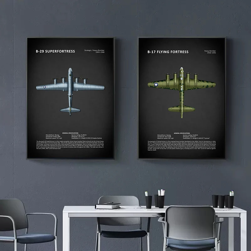 Aircraft Airplane Fighter Poster Canvas Painting World Famous Military Fan Wall Art For School Living Room Home Decoration