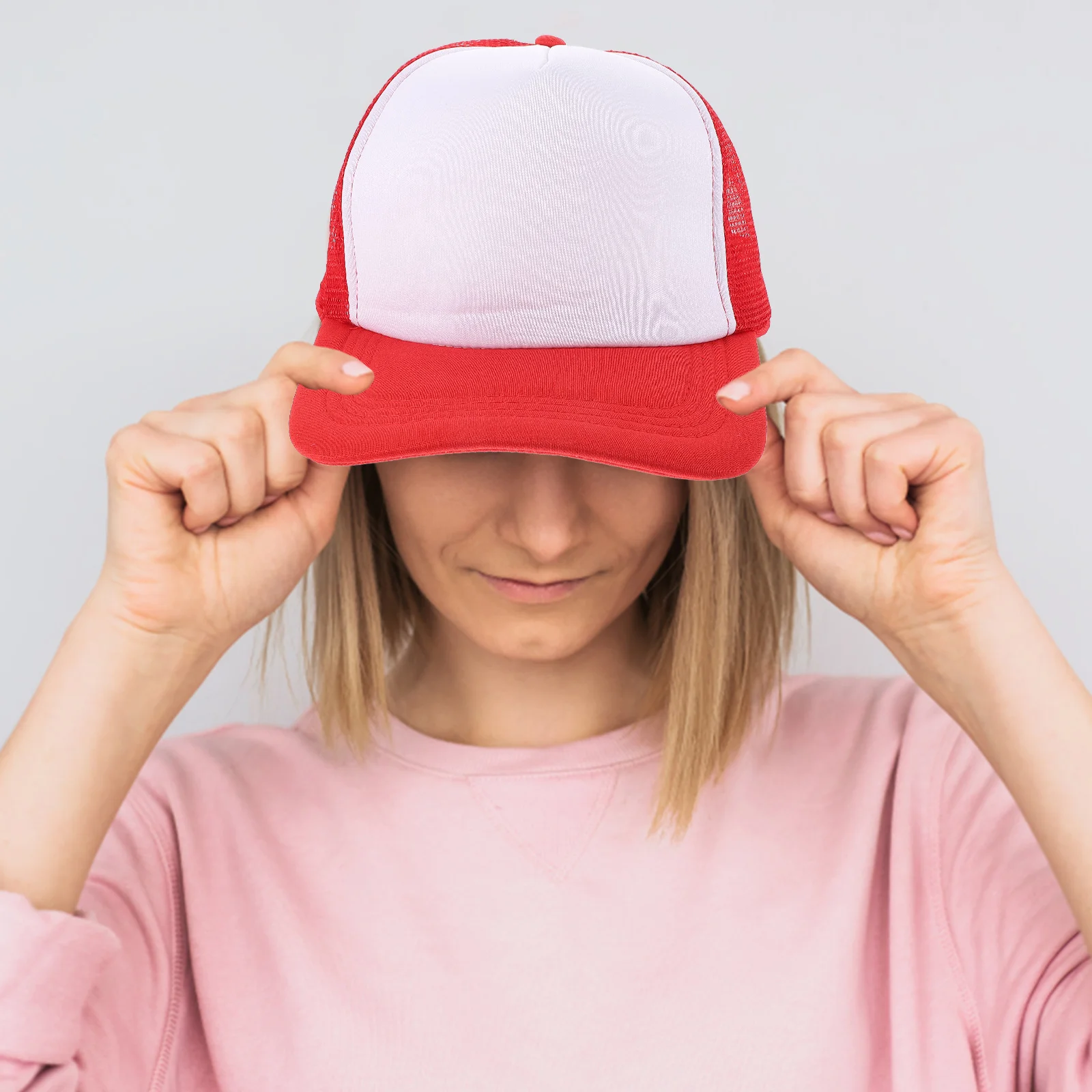 

10pcs Blank Mesh Baseball Caps Sublimation Hats DIY Reusable Black Fitted Truck Driver Hat Breathable Design Outdoor Activities