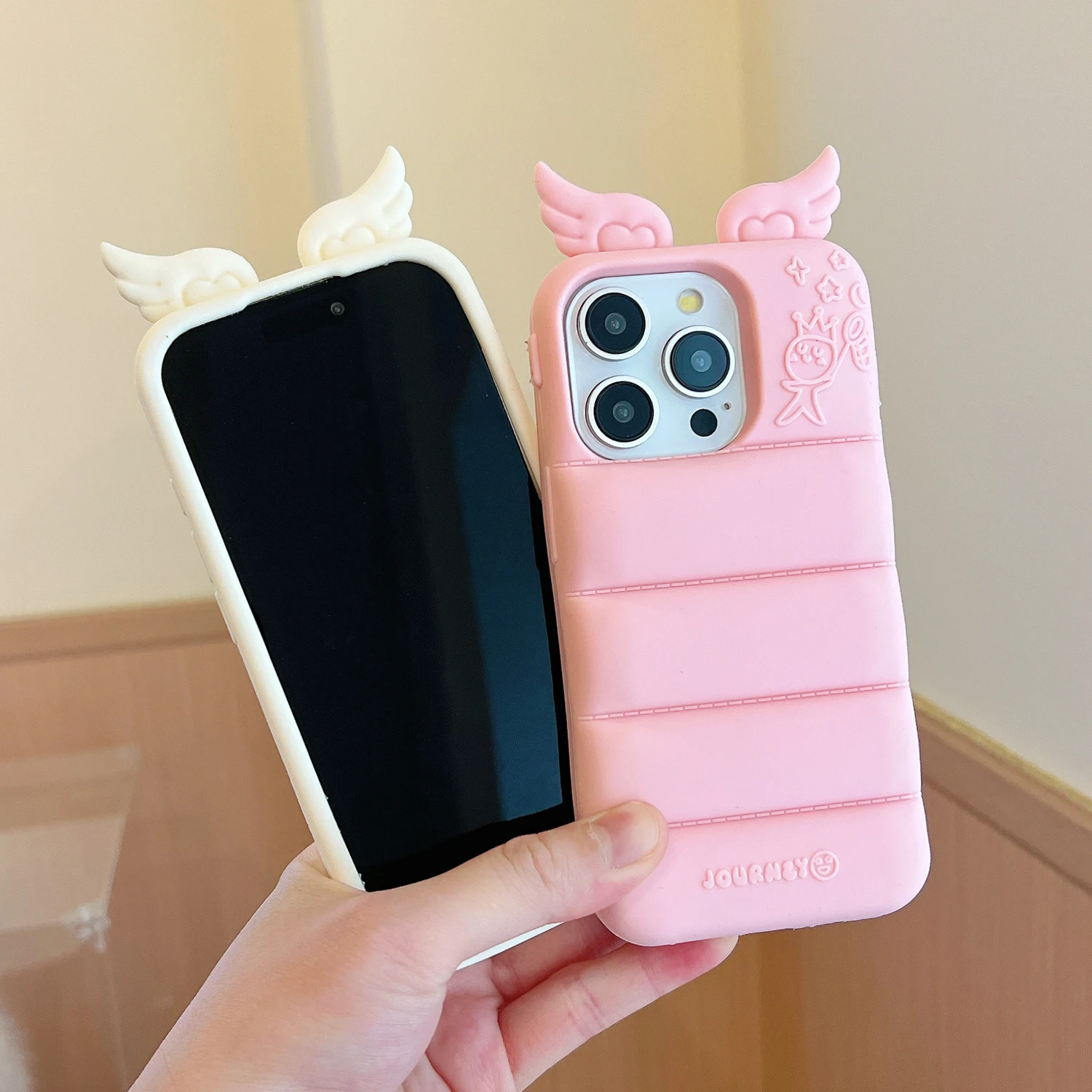 Luxury 3D Angel wings Stripe Soft Silicone Phone Case For Apple