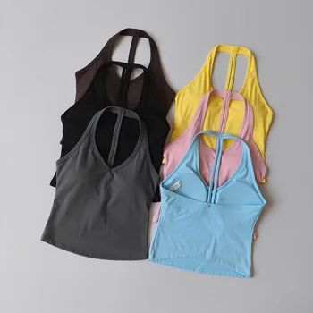 Sports Bra Women's V-neck Halter Neck Beautiful Back Push-up Yoga Vest Gym Top Outer Wear…