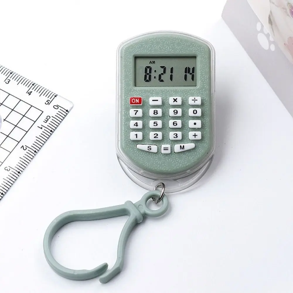 Picture 5: Portable Mini Calculator Time Display Silent Button Electronic Calculator 8 Digits Display Lightweight Keychain Calculator