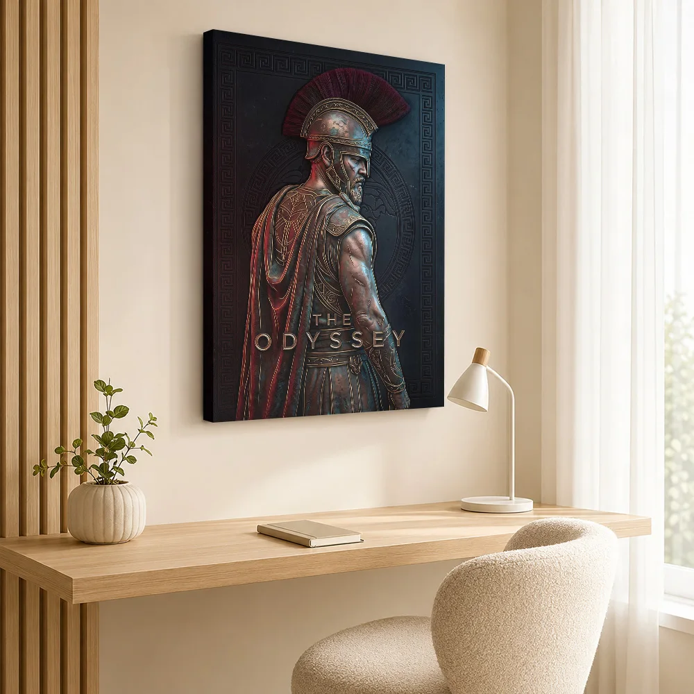 The Odyssey Spartan Warrior Framed Canvas Poster Custom Photo Spiritual Mythology Wall Art for Living Room Decor Ready to Hang