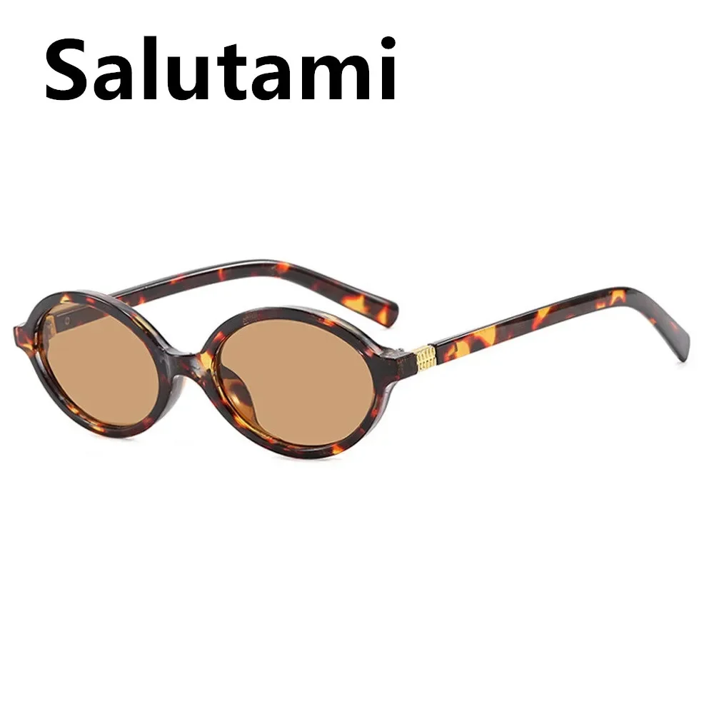 Vintage Kleine Ovale Luipaard Zwarte Zonnebril voor Vrouwen Nieuwe Mode Merk Gradiënt Elegante Y2K Zonnebril Dames Hip Hop Shades - afbeelding 2