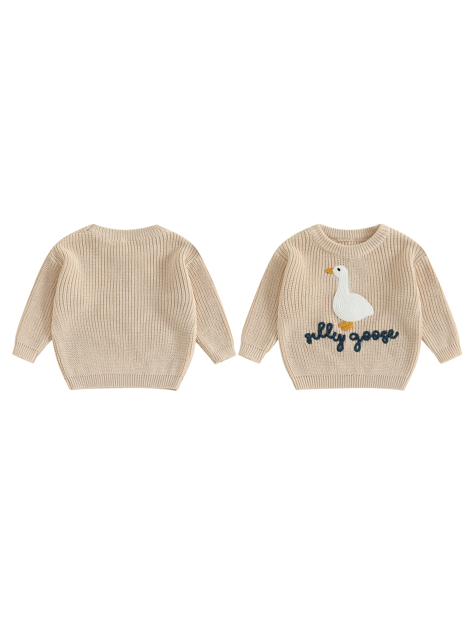 

Infant Toddler Duck Sweater Cute Animal Embroidered Crewneck Long Sleeve Pullover Cozy Knit Tops for Baby Boys Girls