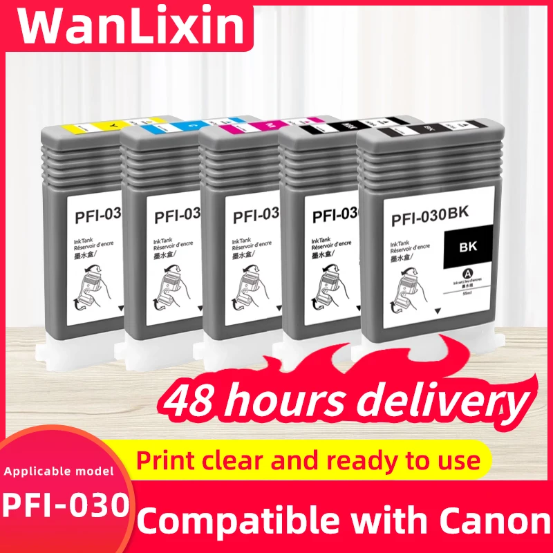 

PFI-030 Ink Cartridge Replacement For Canon imagePROGRAF TA-20 TA-30 TM-240 TM-340 Printer Waterproof Pigment PFI 030 55ML
