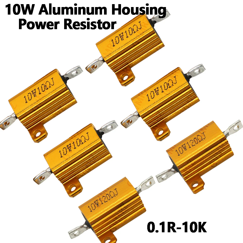 10W 0.1R Aluminum Housing Wirewound Power Resistor Assorted Resistance Values Electronic Component 180R 10K