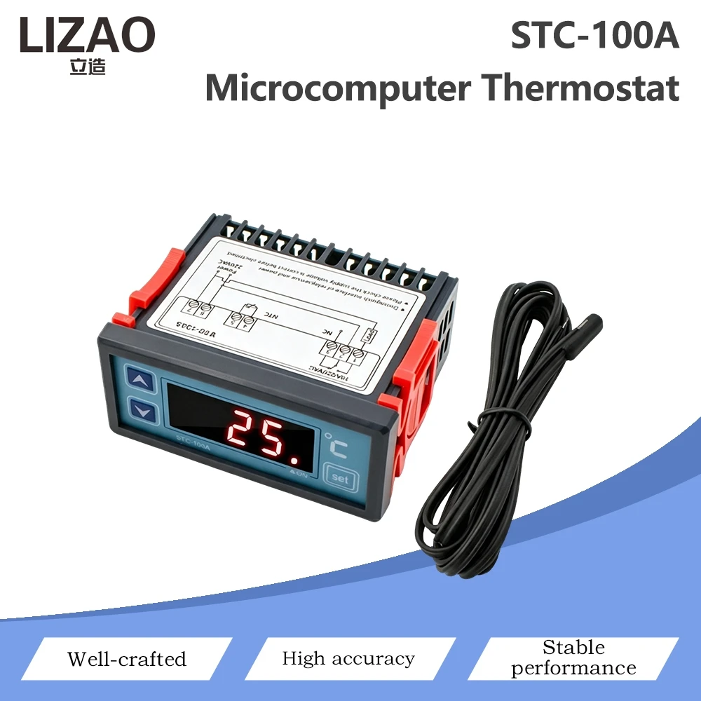 STC-100A Microcomputer Digital Thermostat Temperature Controller With NTC Sensor DC12V / AC220V English/Chinese Version