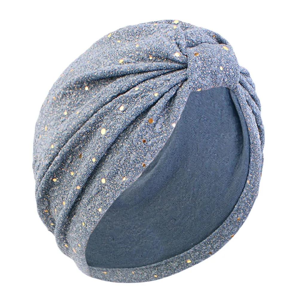 

Casual Sequin Turban Indian Hat Shiny Knotted Muslim Hijab Women Headscarf