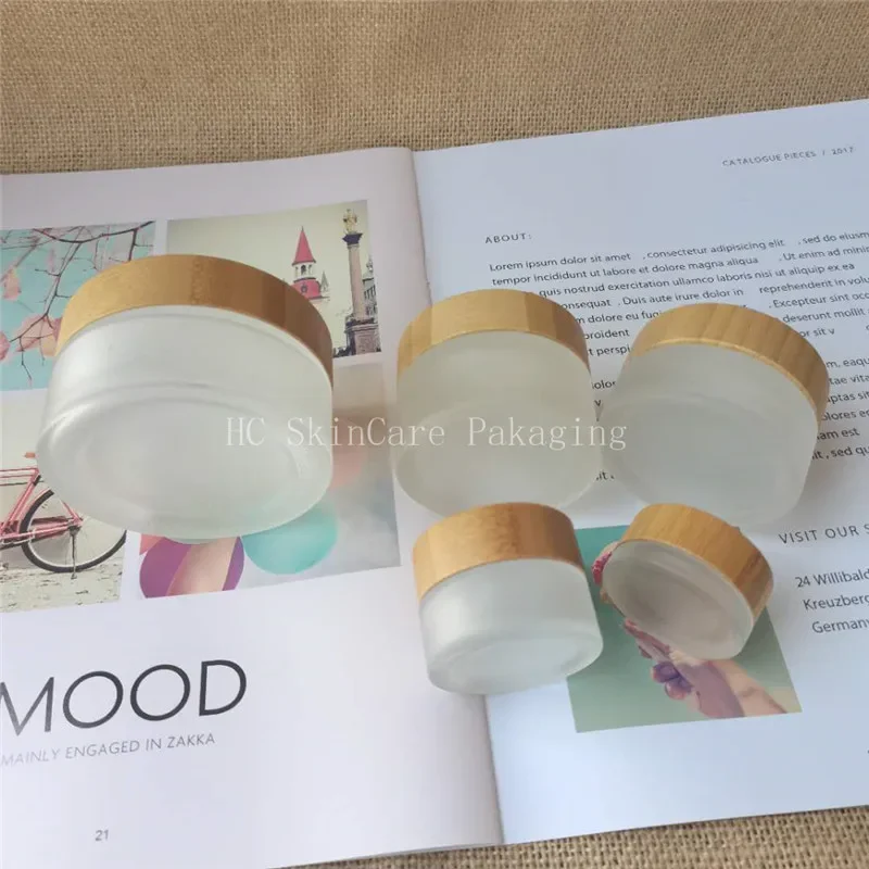

Popular selling Luxury bamboo wood jar day cream night cream Natural Bamboo Empty Skincare Cream jar shea body buttercontainer