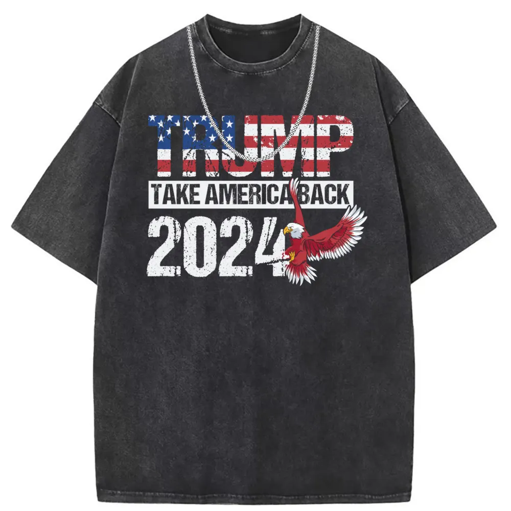 Trump 2024 Flag Take America T-shirt Men Long Sleeve Camisa Tshirt Washed 2023 Discount Summer/Autumn Clothes 3d Style Shirt