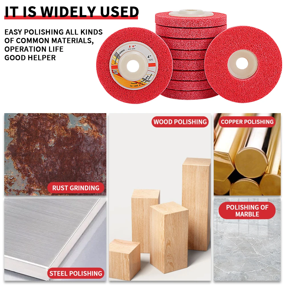 2 stücke 100mm Nylon Faser Rad Schleifen Pad Winkel Grinder Vlies Schleif Disc Für Metalle Holz Handwerk Polieren Cheaning – Detail 14