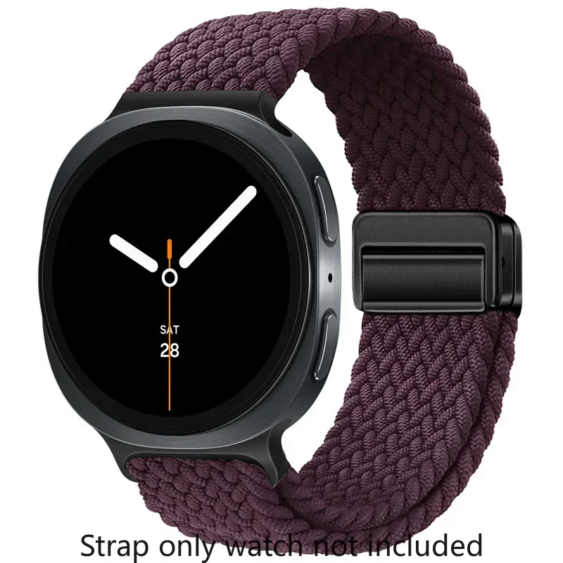 Geflochtenes Solo-Loop-Armband aus Nylon, geeignet für Samsung Galaxy Watch 8 40 mm/44 mm, Magnetband für Galaxy Watch 8 Classic Correa