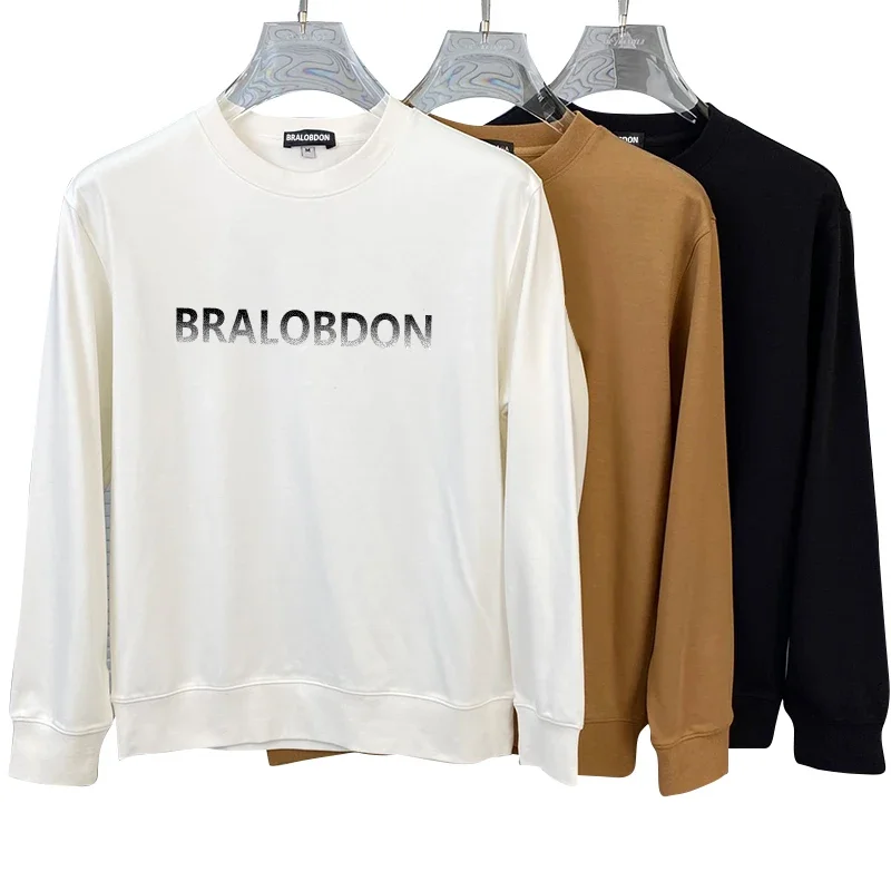 

Bralobdon 2024 autumn and winter new fashion brand men's letter hoodie loose round neck with a base shirt men