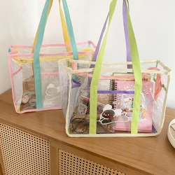 Ladies Transparent Shoulder Bag Large Capacity Beach Bag PVC Jelly Swimming Bag Shower Handheld Bag