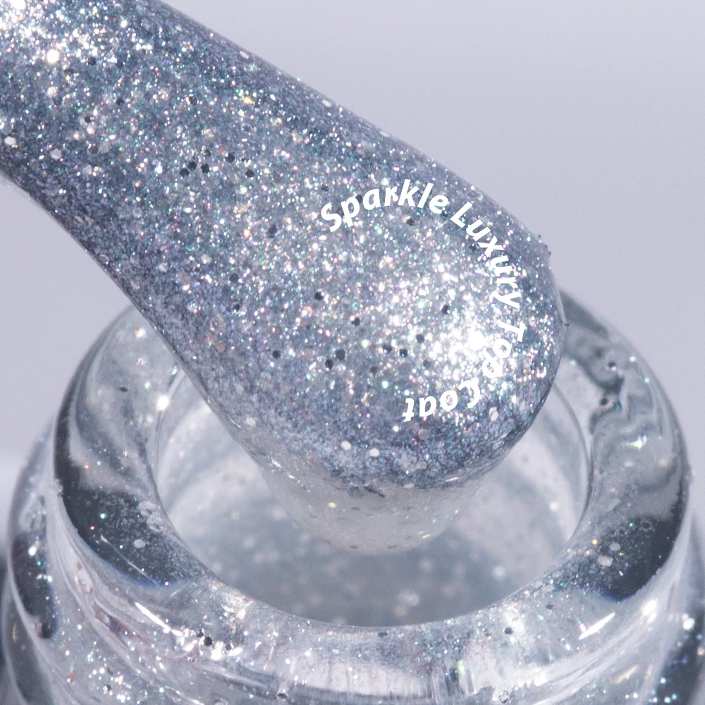 Kodies Gel Bling Silber Dec klack UV Gel Nagellack Semi Permanent Glitter Mix Sparkle Topcoat kein Wipe-Finish für Maniküre Kunst