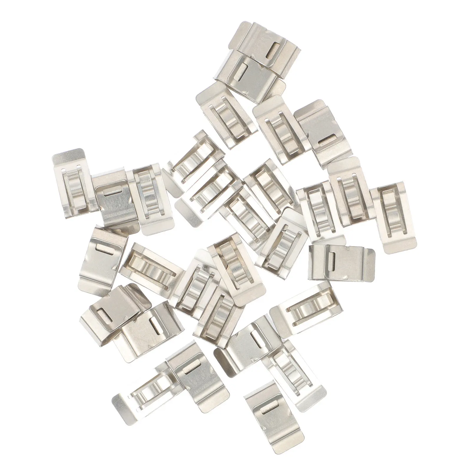 30Pcs Compact Rustproof Solar Cable Clips Stainless Steel Dual-Cable Fixing Clamp for Trailer Frame Wire Harness