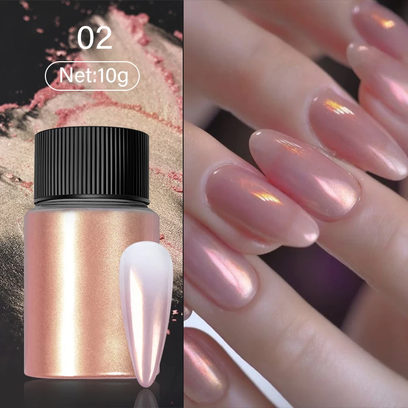 Pink Gold Gradient Powder Pigment Fluorescent Nail Glitter Chrome Auroras Mirror Effect Rubbing Neon Dust UV Gel Polish Manicure