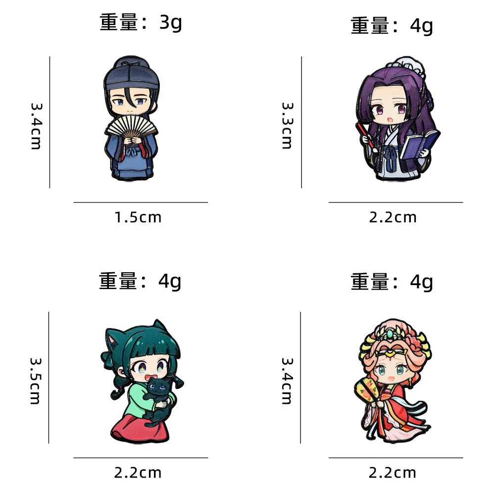 4 Stück Anime The Apothecary Diaries Emaille-Pins Maomao Jinshi Broschen Anstecknadeln für Rucksack-Dekoration – Detail 4