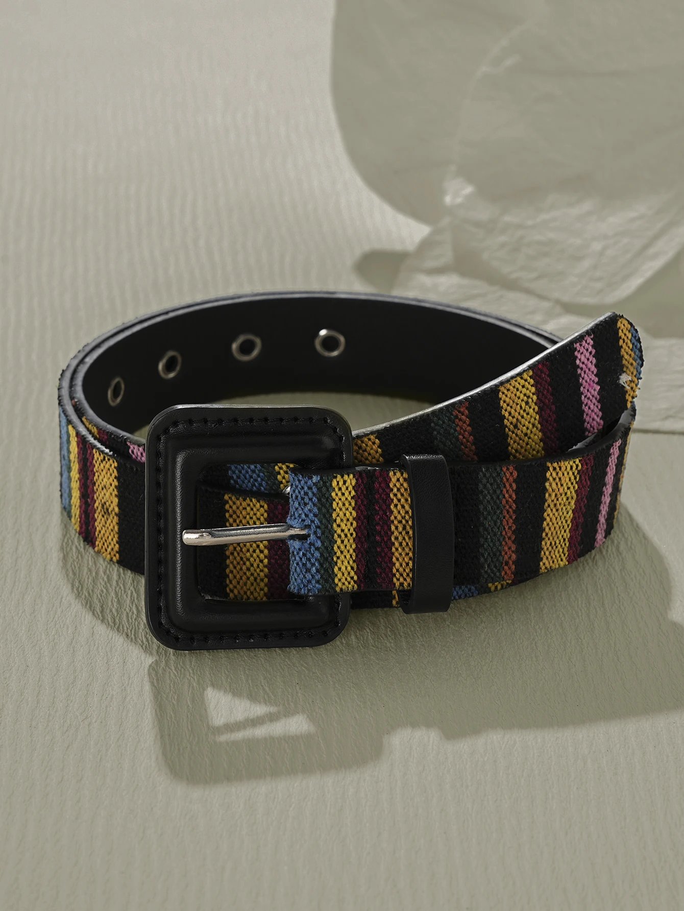 1 قطعة حزام نسائي منسوج متعدد الألوان حزام قبلي أنيق مع مشبك مربع لفساتين سراويل الجينز