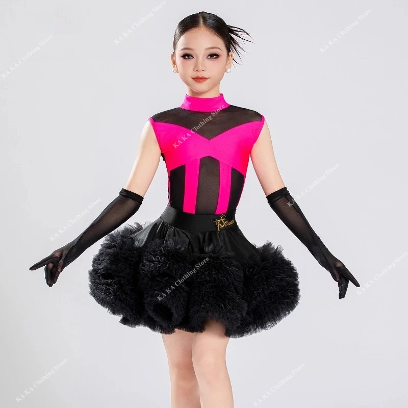 

Платье для латинских танцев, танцевальная одежда для девочек, бальное платье, стандартная юбка для танцев, детское платье для латинских танцев, детское платье