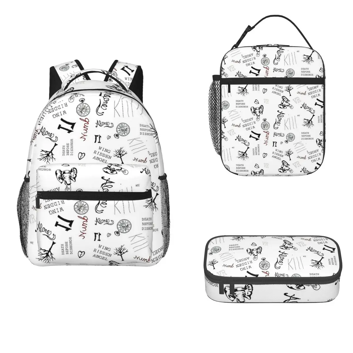

XXXTentacion Tattoos Wallpaper Backpack Backpacks Boys Girls Bookbag Cartoon Kids Rucksack Lunch Bag Pen Bag Three-Piece Set