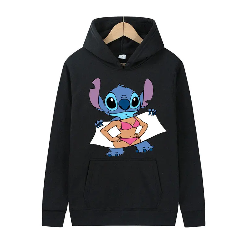 

Korean Fashion Long Sleeve Oversized Women Hoodies Lilo & Stitch Characters Women Tops Kawaii Print Streetwear Women Fleece Jack