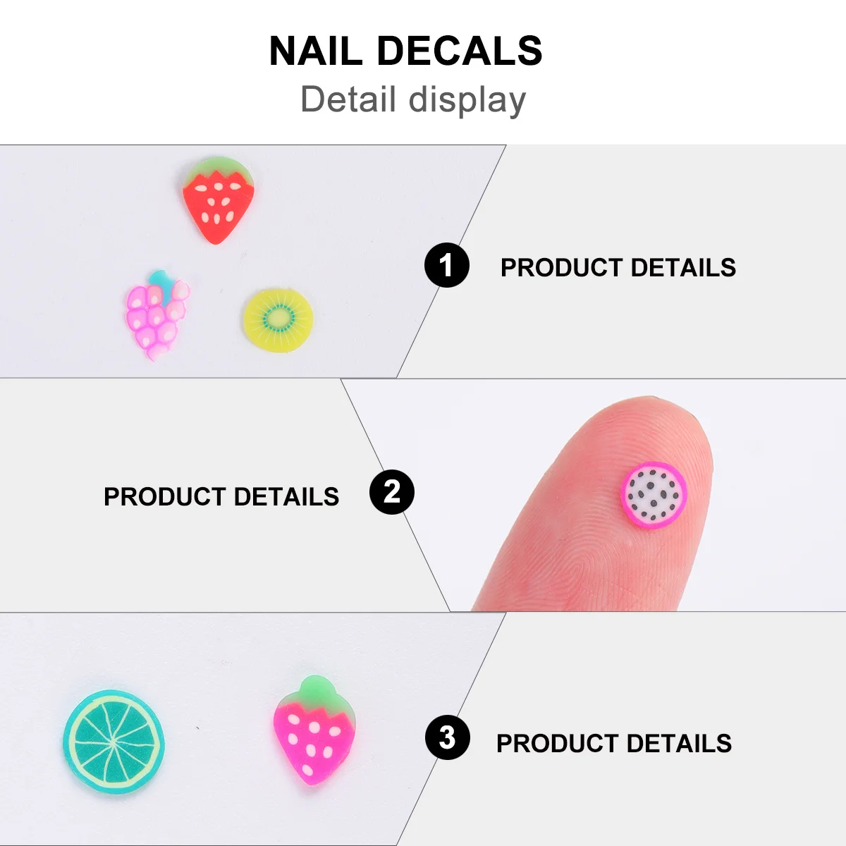 

5000Pcs Fruit Slice Nail Art Colorful Clay Decals for Nails Mini Fruit Shapes Watermelon Strawberry Lemon Grape Pineapple Nail