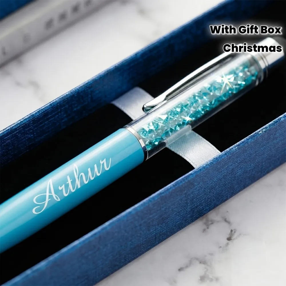 Personalisierter Kristall-Stylus-Stift mit Geschenkbox Individuell Gravierter Name Kugelschreiber Glitzernder Diamant-Metall-Touchscreen-Stift für Geschenke – Detail 7