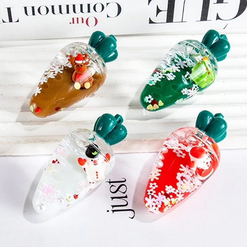 1PC Christmas Carrots Oil Quicksand Drift Bottle Ornament Female Cartoon Automobile Bag Pendant DIY Accessories