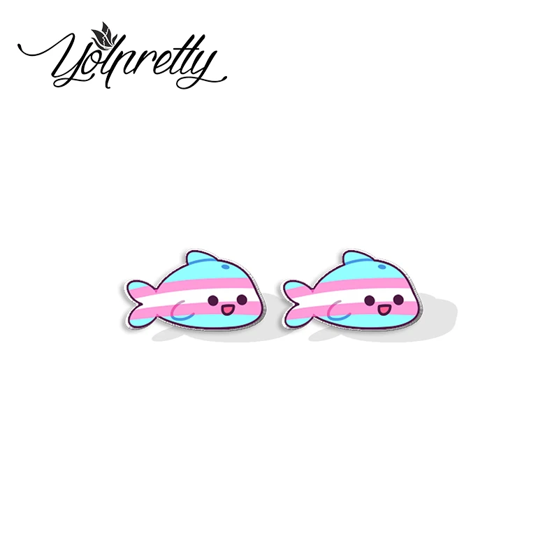 2023 New Arrival Fashion Pride Ocean Sea Creatures Animals Epoxy Stud Earrings Handcraft Acrylic Resin Earrings