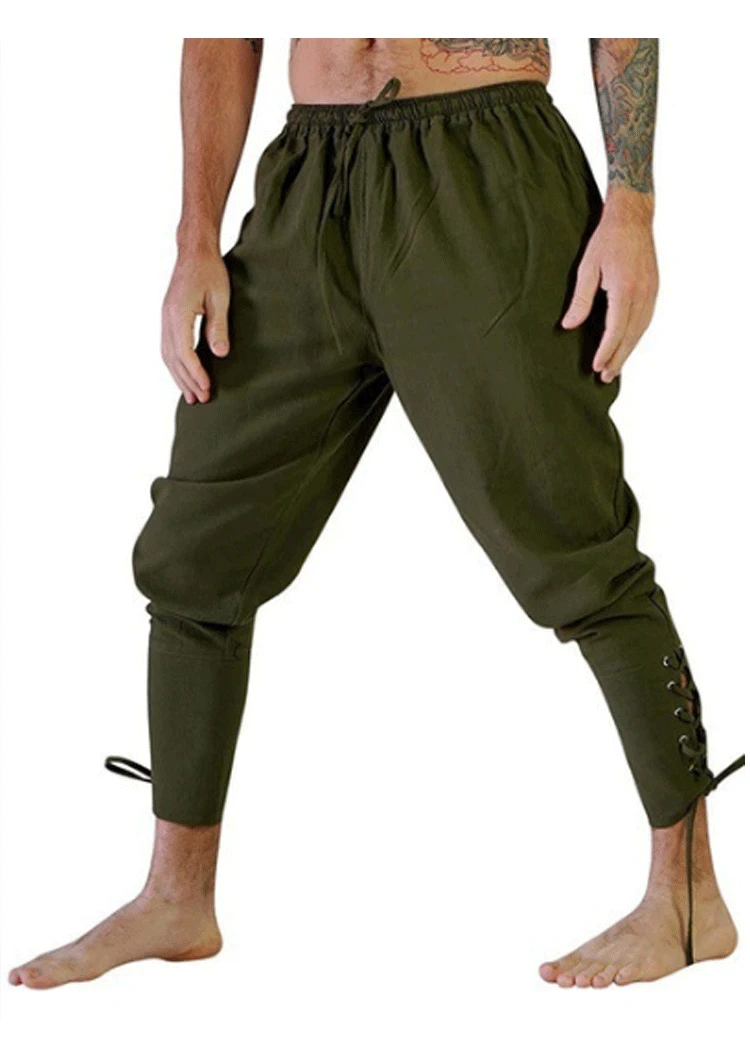 Men's Renaissance Medieval Viking Costume Drawstring Shorts Halloween Adult Cosplay