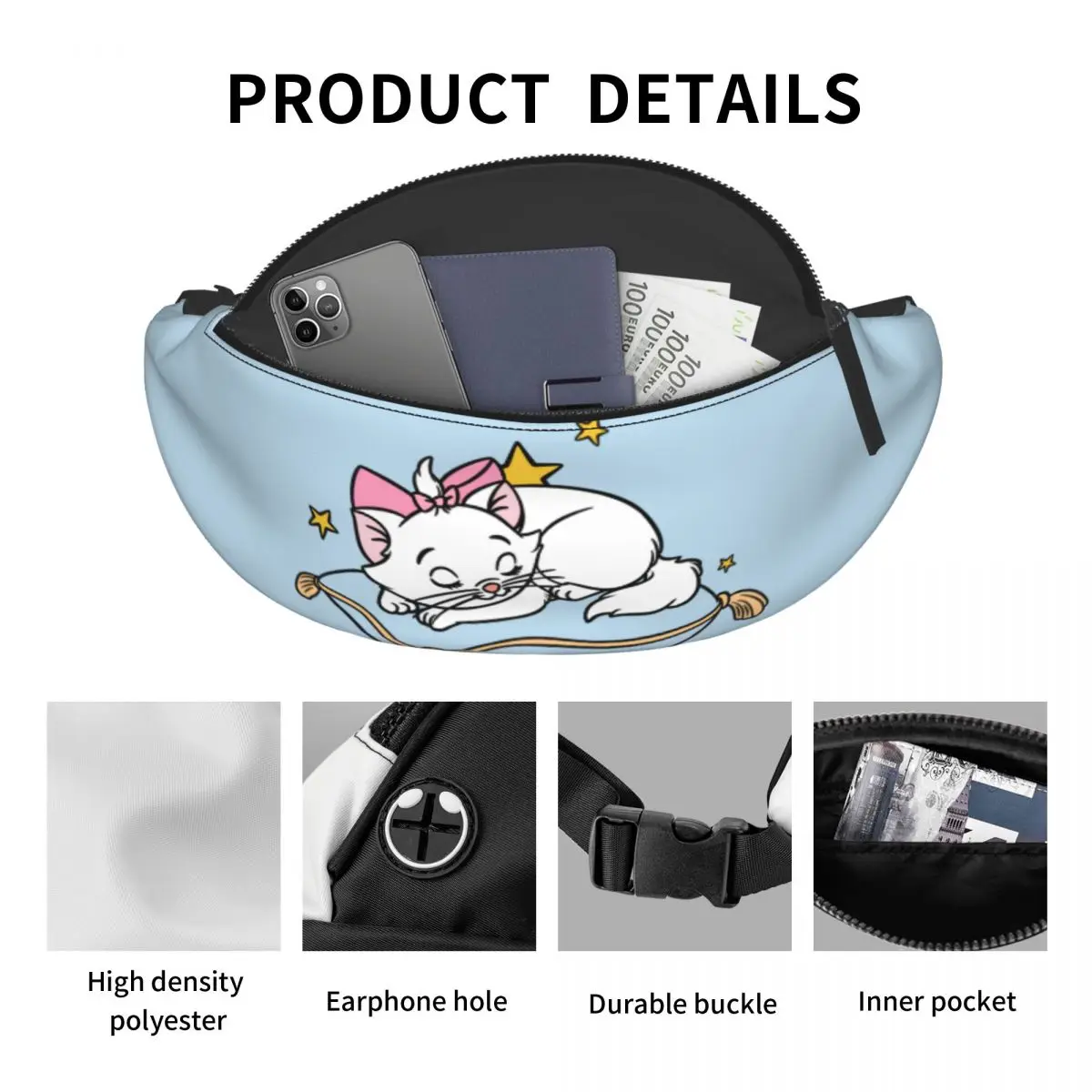 Custom Fashion Marie Sleep Fanny Pack for Running Men Women Crossbody Waist Bag Phone Money Pouch