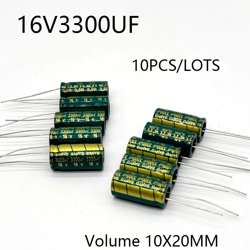 

10pcs/lots 16V3300UF 10*20 high frequency low impedance aluminum electrolytic capacitor 3300uf 16v
