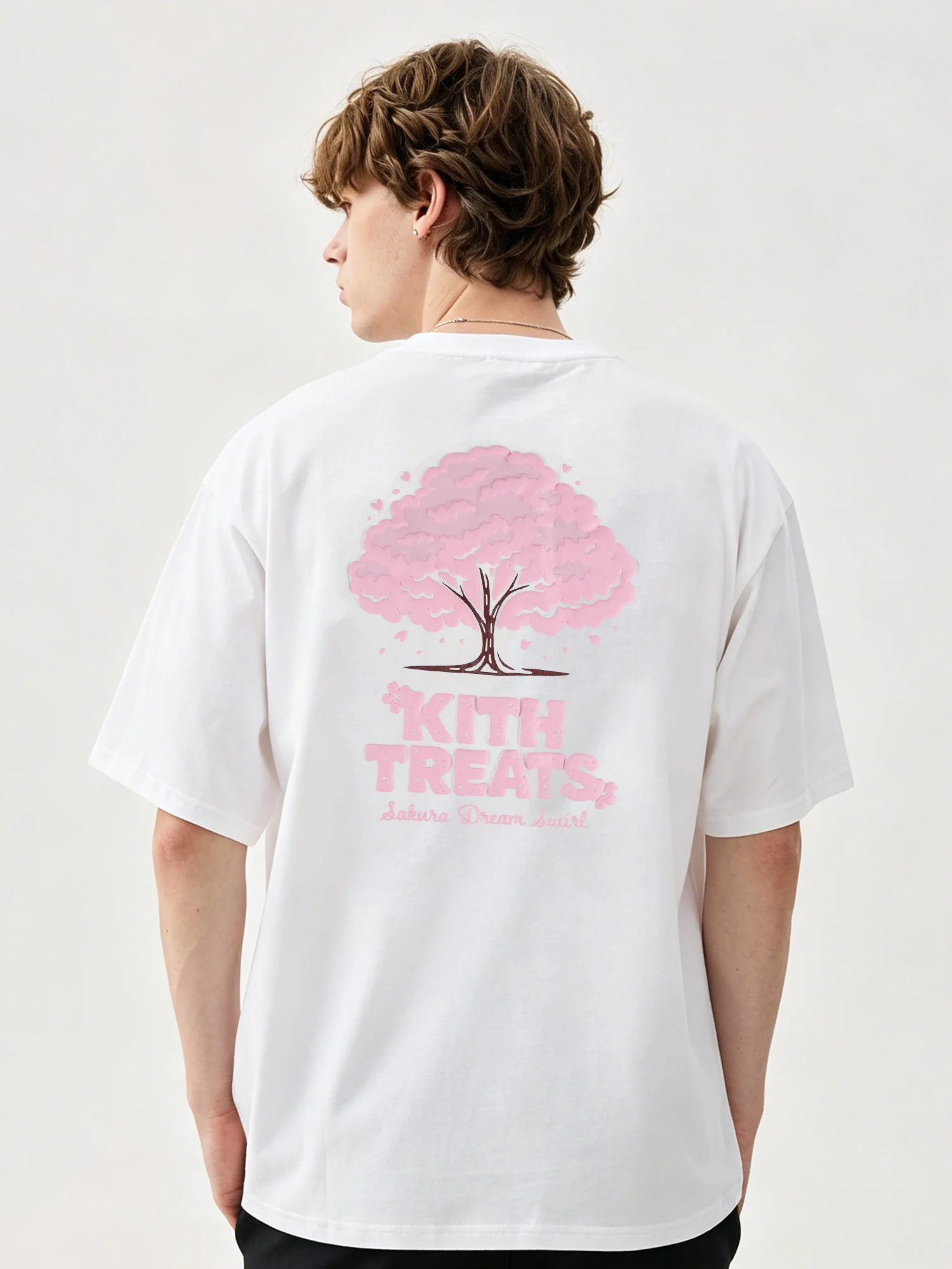 

Sakura Limited Edition Men's Loose Fit Short Sleeve T-Shirt with Pocket 3D Printed Street Style Breathable Cotton Casual Wear