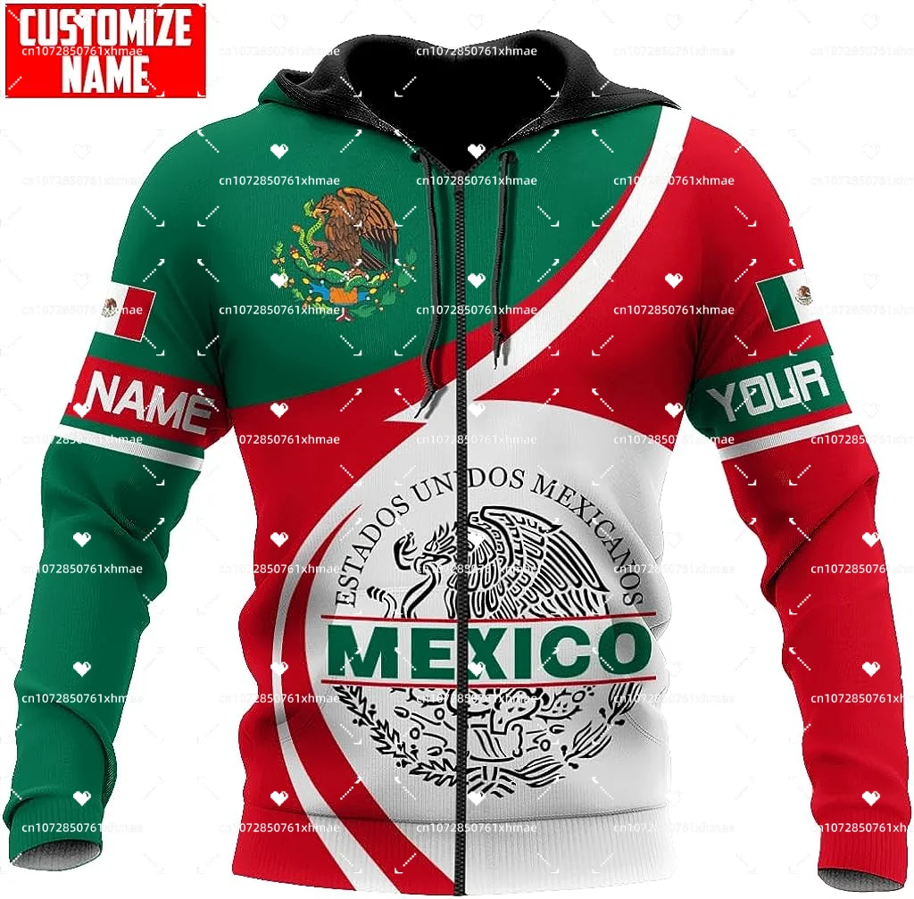 

Free Custom Name MEXICO Flag Badge 3D Print Hoodie Men's Womens Casual Oversized Sweatshirt Fashion Harajuku Street Zip Hoodie