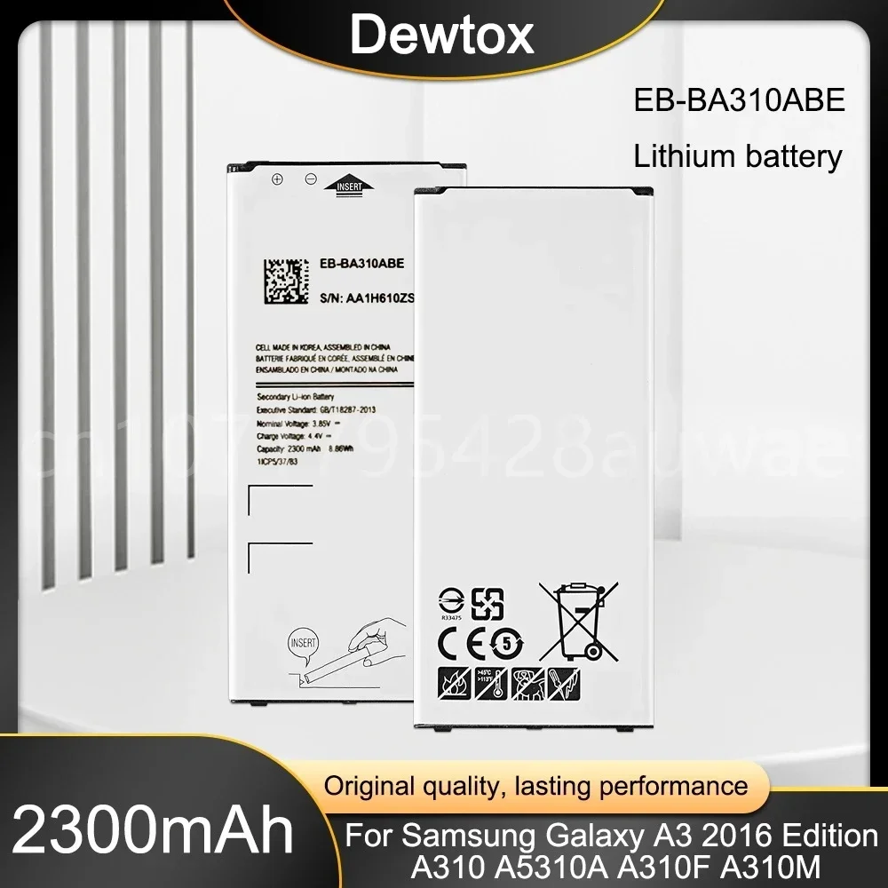 แบตเตอรี่ใหม่สําหรับ Samsung Galaxy A3 2016 Edition A310 A310F A310M A310Y A310F/DS DUOS EB-BA310ABE 2300mAh