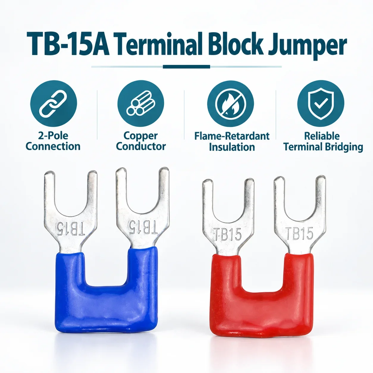 20/50/100 Pieces TBD-15A 2 Position Pre Insulated Fork Type Terminal TB Connection Strip Barrier Strip Jumper Connector Colors