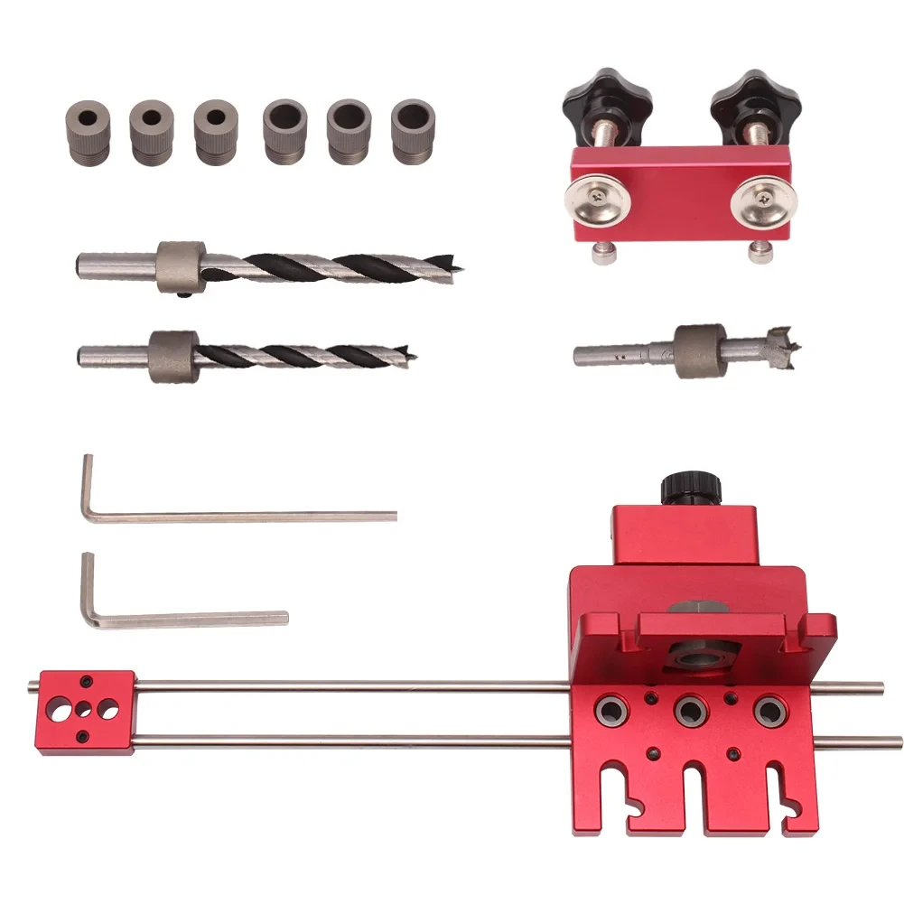 1 Set 3 In 1 Adjustable Dowelling Jig Pocket Hole Jig For Furniture Fast Connecting Woodworking Drill Guide Punch Locator Tools