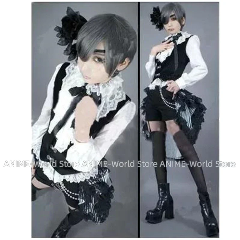 

Anime Black Butler Ciel Phantomhive Cosplay Costume+STOCKING Halloween Uniform Women Girls Clothing Dress