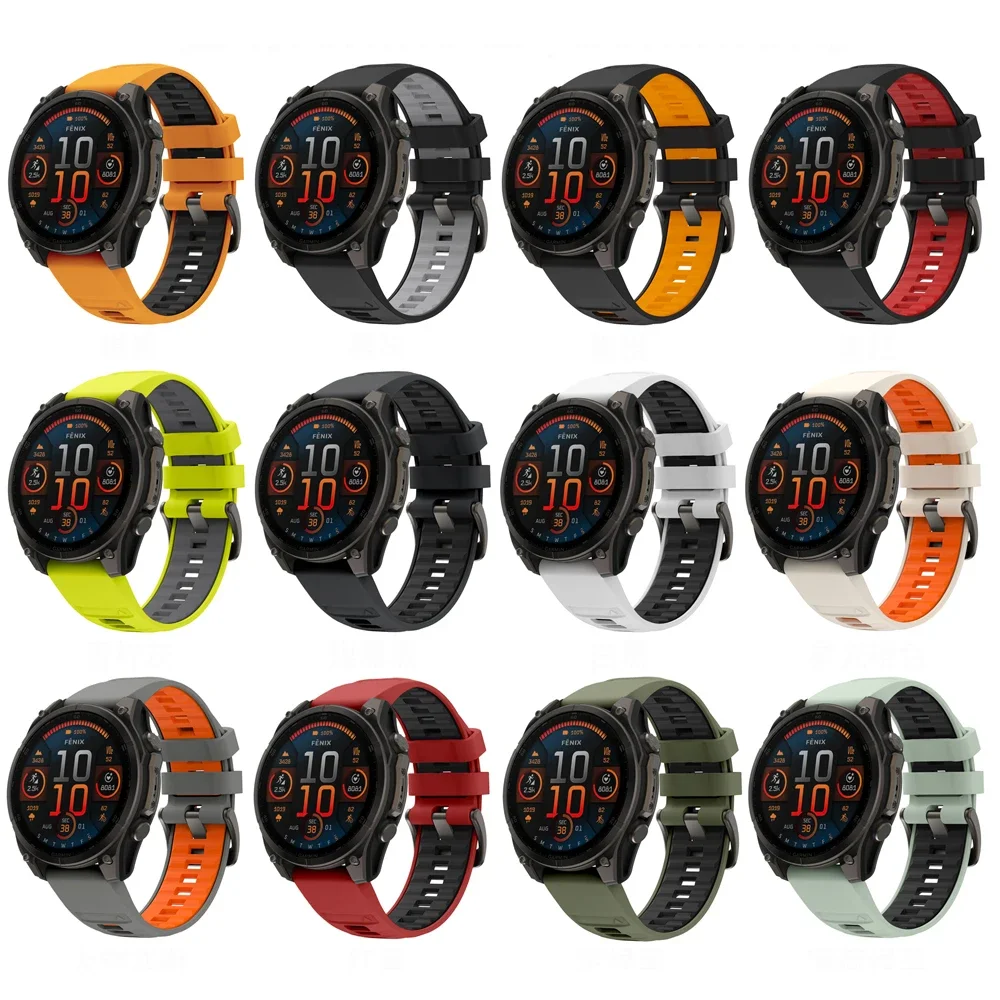 Fenix8 حزام (استيك) ساعة ل Garmin Fenix 8 47 مللي متر 51 مللي متر E 7 7X/Epix Pro/6 6X 5X Plus/Enduro 3 QuickFit 26 مللي متر 22 مللي متر سيليكون حزام سوار