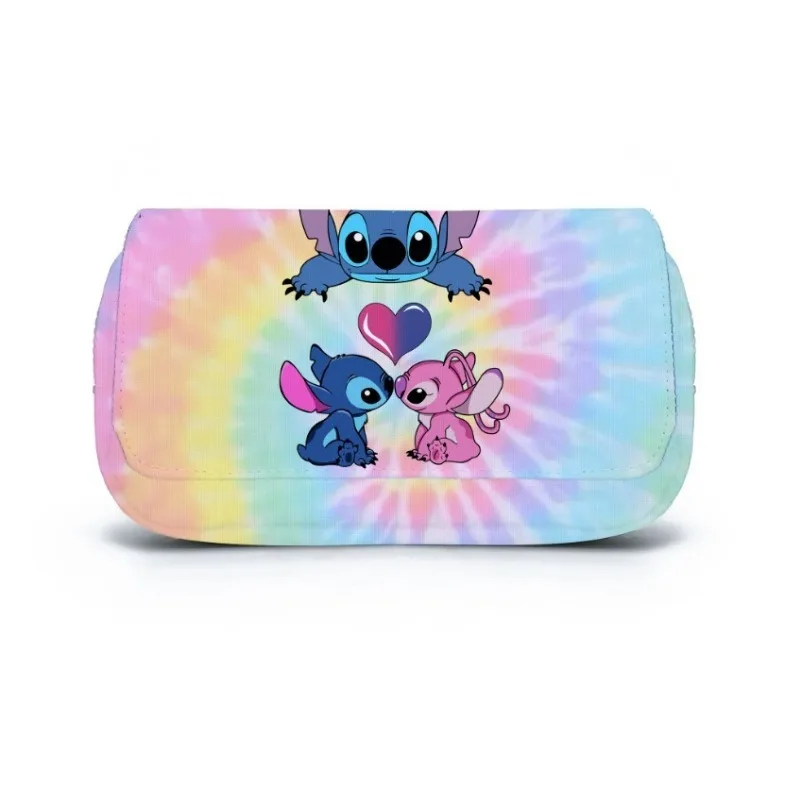 MINISO Stitch Double Layer Pencil Bag 3D Printing Cartoon Primary Student School Supplies Kawaii Anime Writing Case Kids Gifts