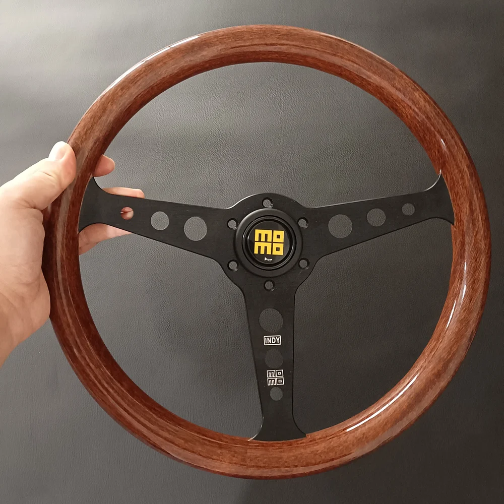 Universal 14Inch Classic MOMO Indy Heritage Steering Wheel Car JDM Racing ABS Wood MOMO Steering Wheel Volantes For VW TOYOTA