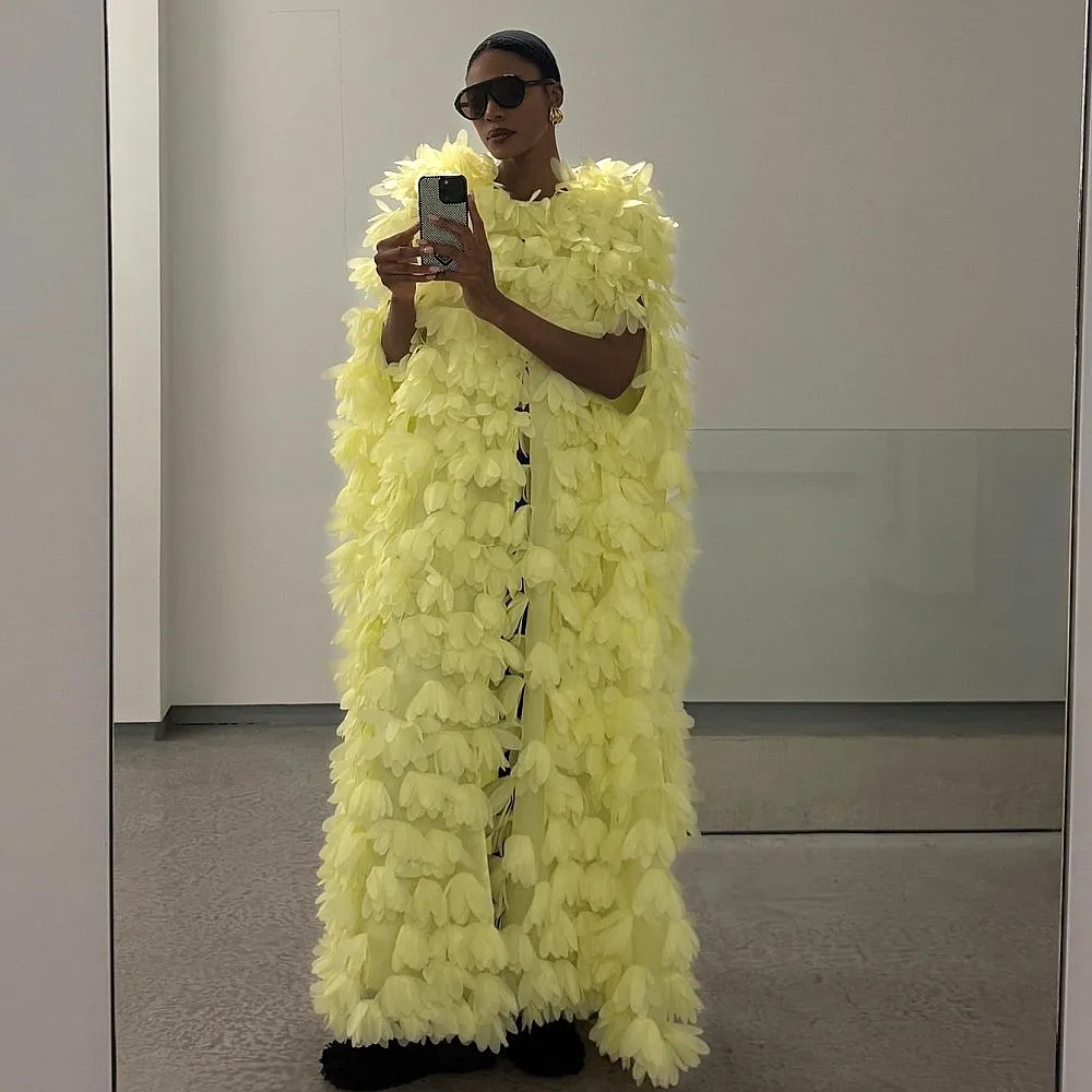 

Желтая длинная куртка с длинными рукавами, многоуровневая длина до пола, женская верхняя одежда, наряд, свадебная куртка, накидки для дня рождения