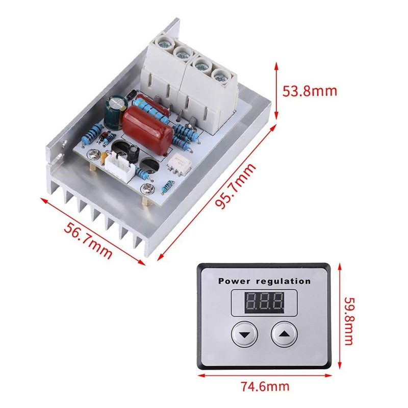 Digital Voltage Regulator Dimmer Switch, 10000W SCR Digital Voltage Regulator Speed Control Dimmer Thermostat AC 220V 80A